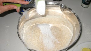 Add 1 tablespoon baking powder and 1 tablespoon caster sugar (or superfine)