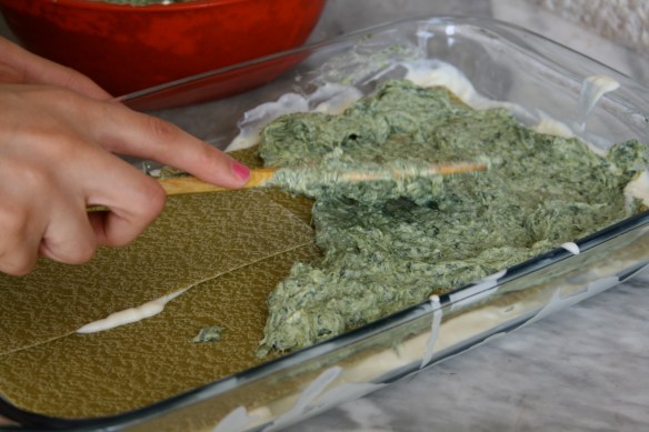 making lasagne